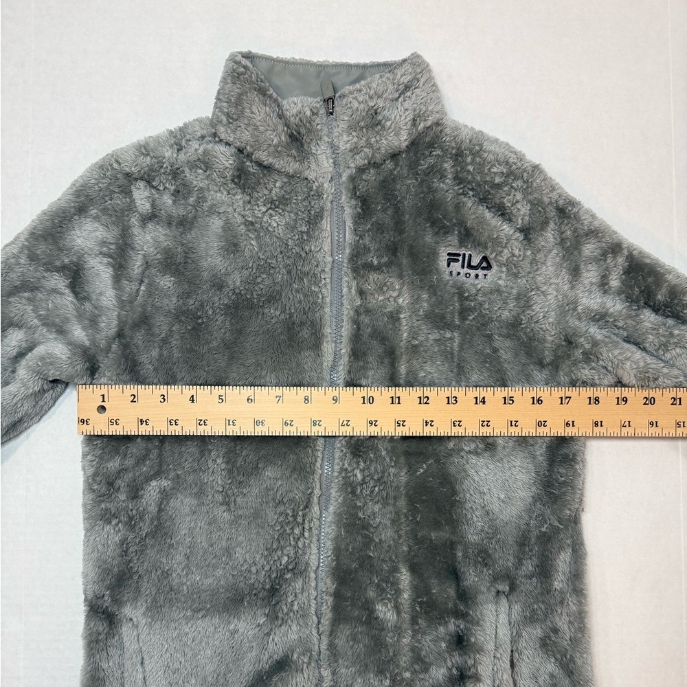 Fila Faux Fur Fleece Full Zip Jacket Gray Size M - Picture 7 of 12